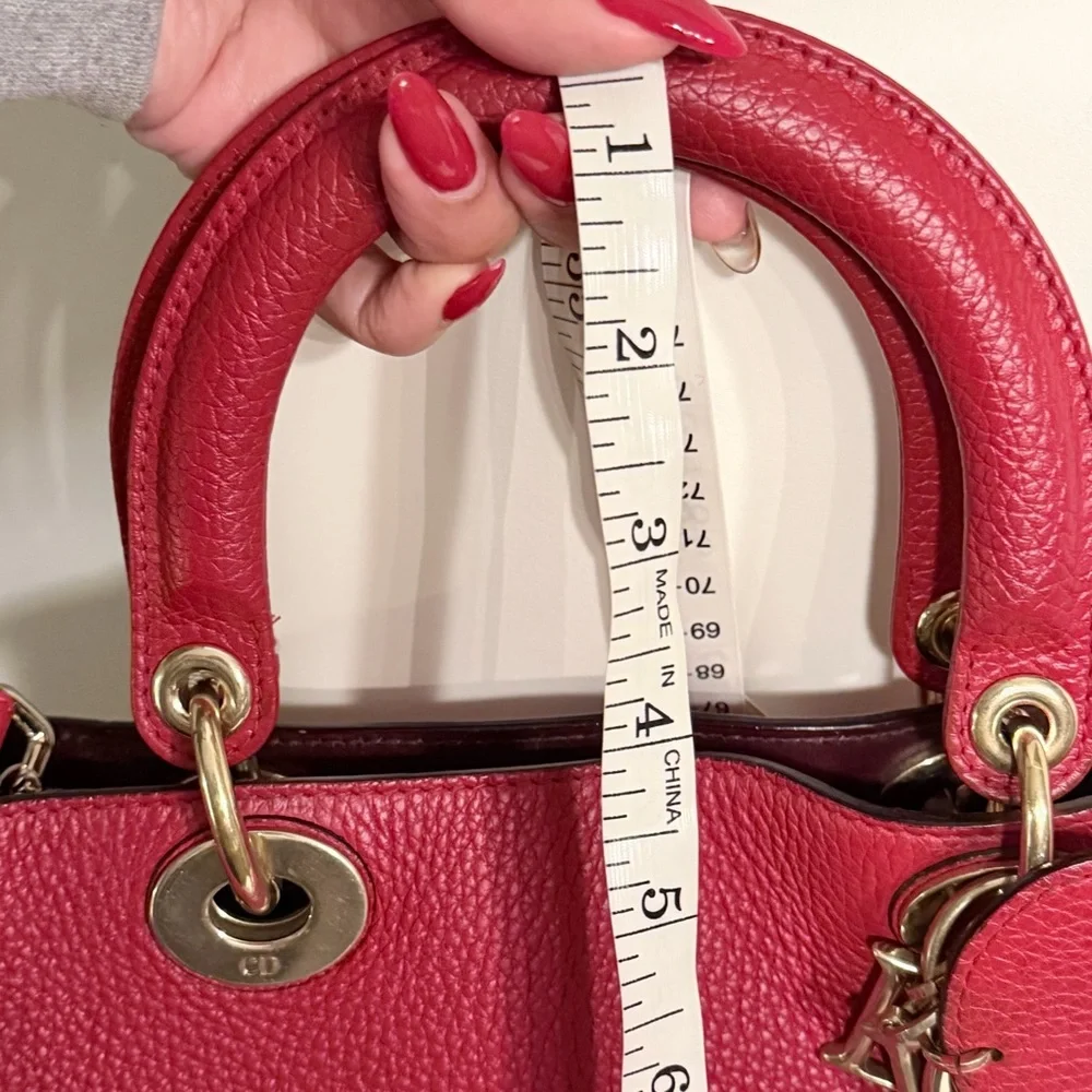Christian Dior Diorissimo Medium Tote Red Pebbled Leather | Strap + Pouch